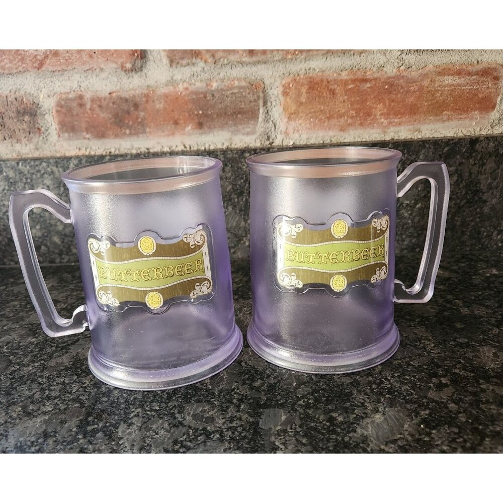 Set of 2 Wizarding World of Harry Potter Butterbeer Collectible Plastic Mugs12oz